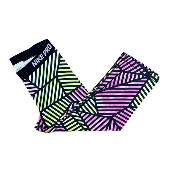Nike Dri-Fit Pro Web Fade Training Capris - Pink / Volt - Size Large - Picture 6 of 9
